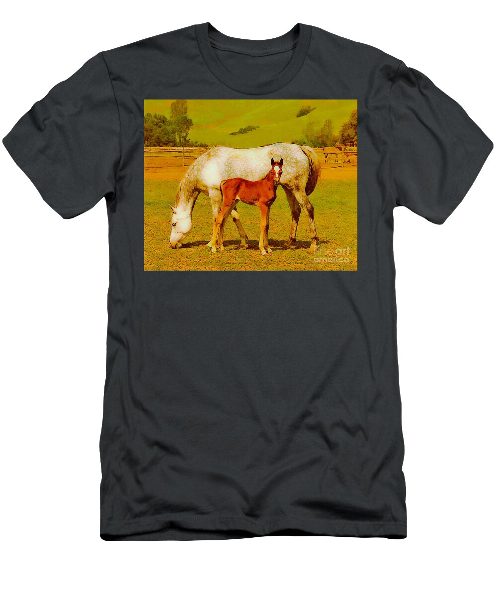Horse T-Shirt featuring the painting Mom and Me by Joyce Creswell