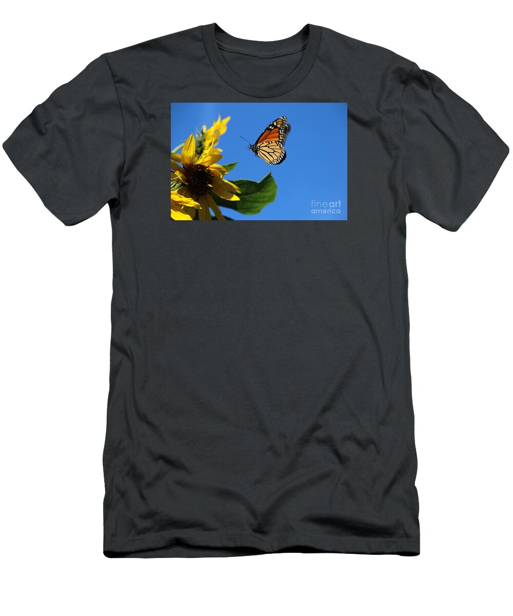 Monarch T-Shirt featuring the photograph Monarch and Blue Sky by Yumi Johnson