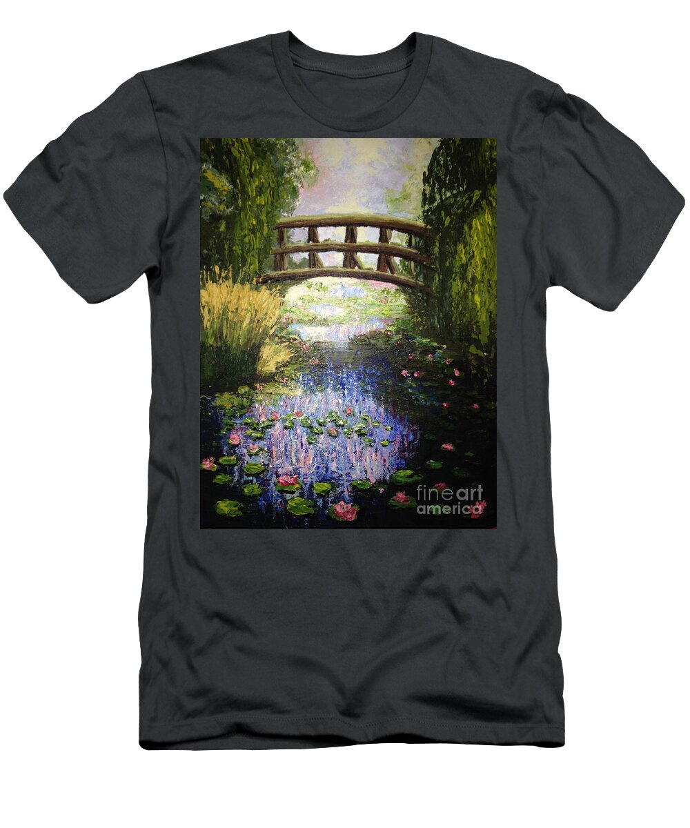 Monet T-Shirt featuring the painting Monet's Bridge by Theresa Cangelosi
