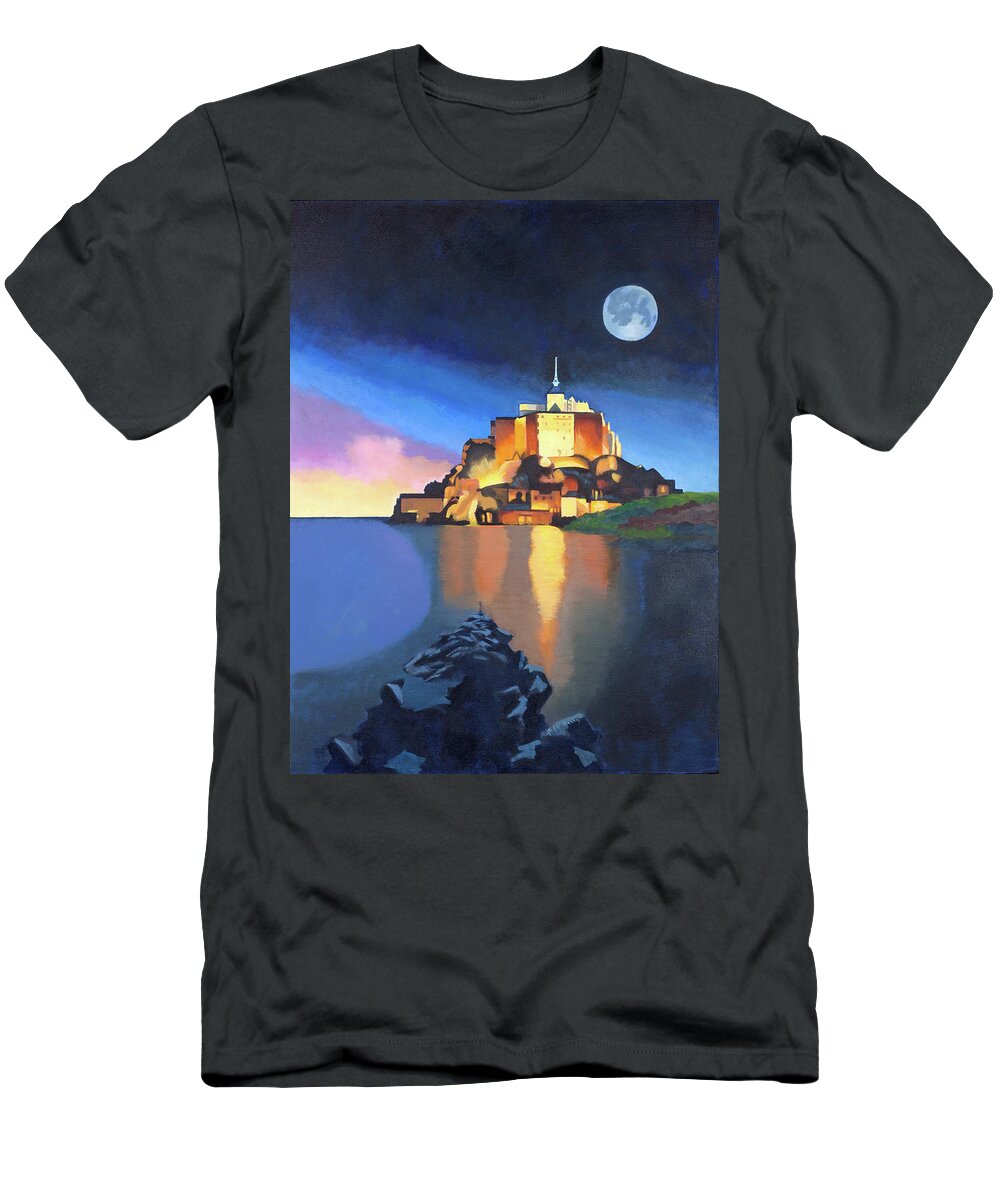 Mont Saint-michel T-Shirt featuring the painting Mont Saint-Michel by Susan McNally