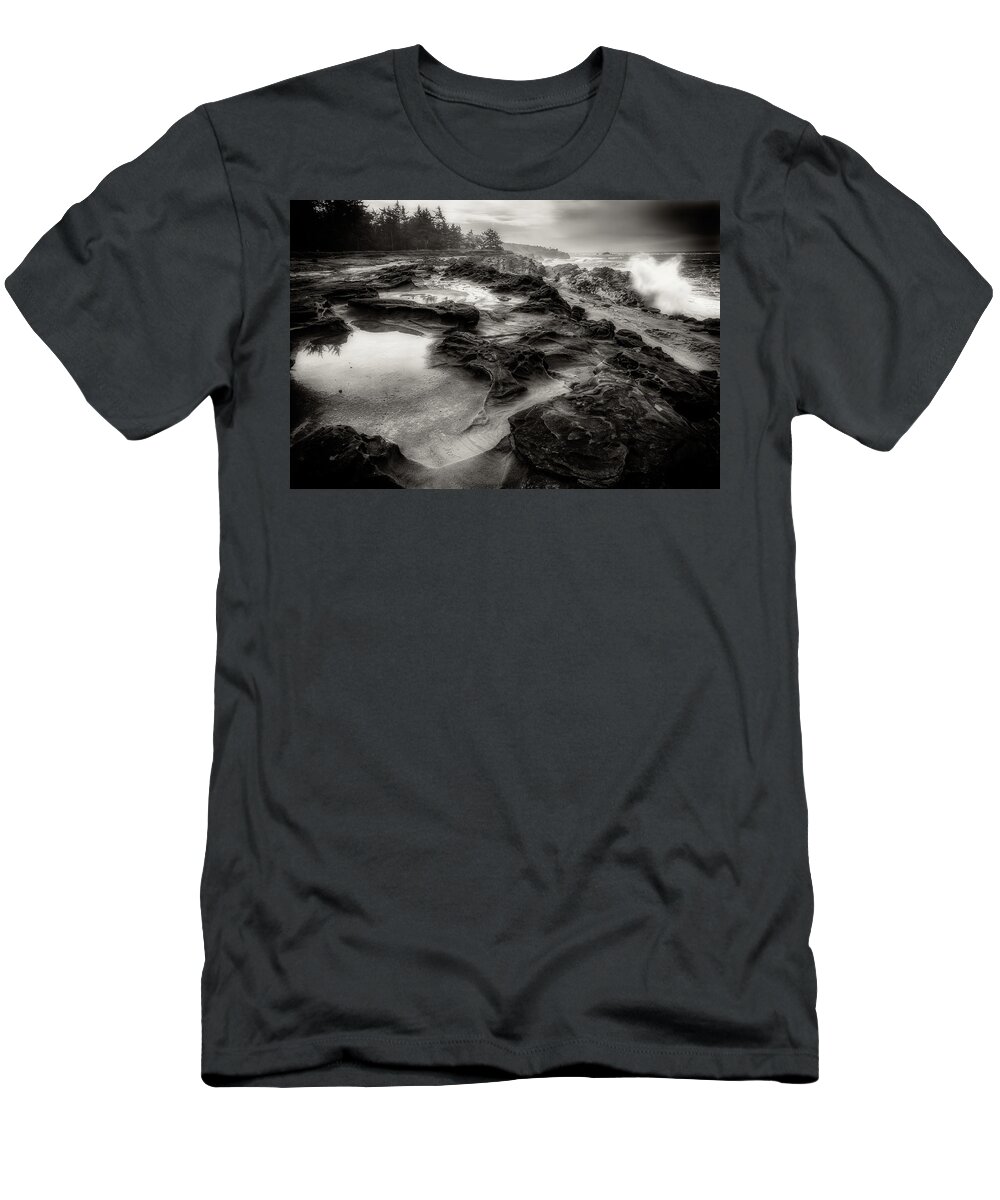 Black And White T-Shirt featuring the photograph Moody Sea by Judi Kubes