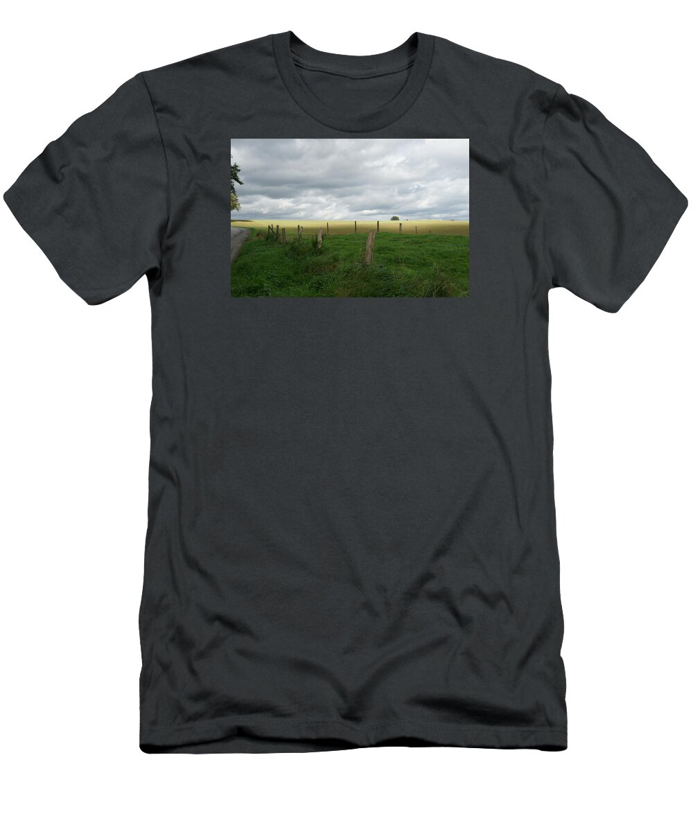 Belgium T-Shirt featuring the photograph Moody Skies in the Belgian Countryside by Brandy Herren