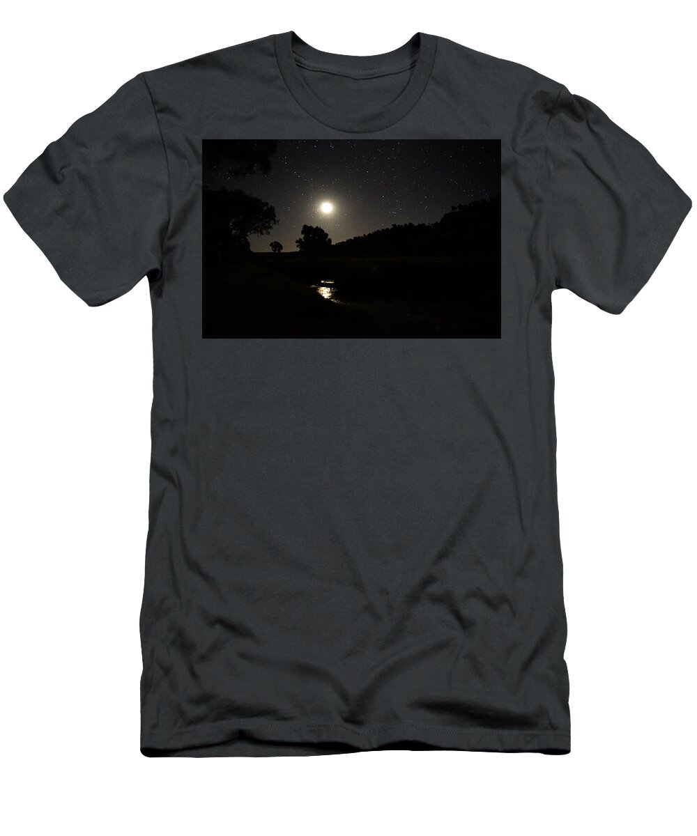 Palm Valley T-Shirt featuring the photograph Moon Set Over Palm Valley 2 by Paul Svensen
