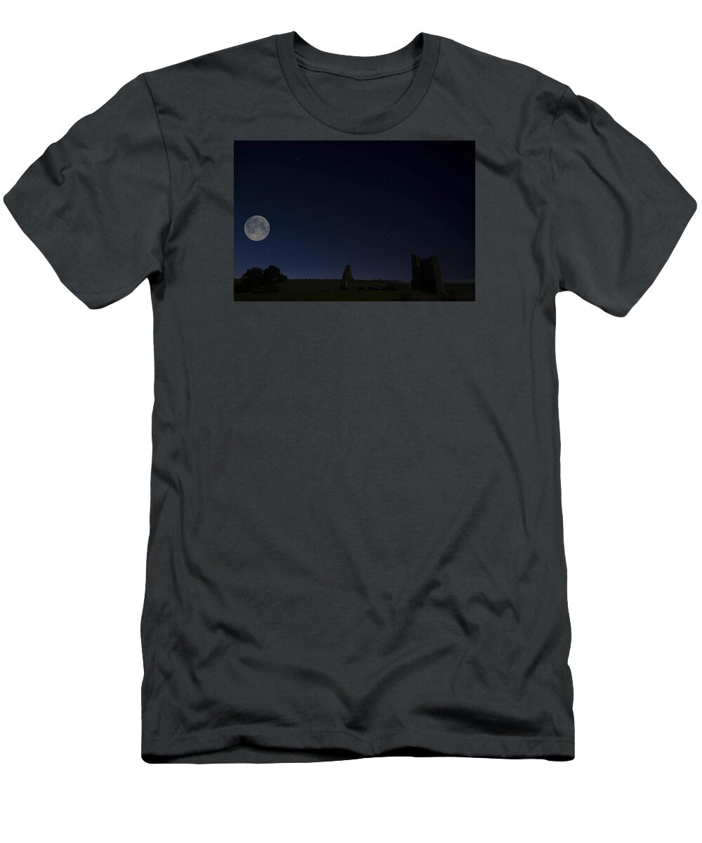 Hadleigh Castle T-Shirt featuring the photograph Moonlit Hadleigh Castle by David French