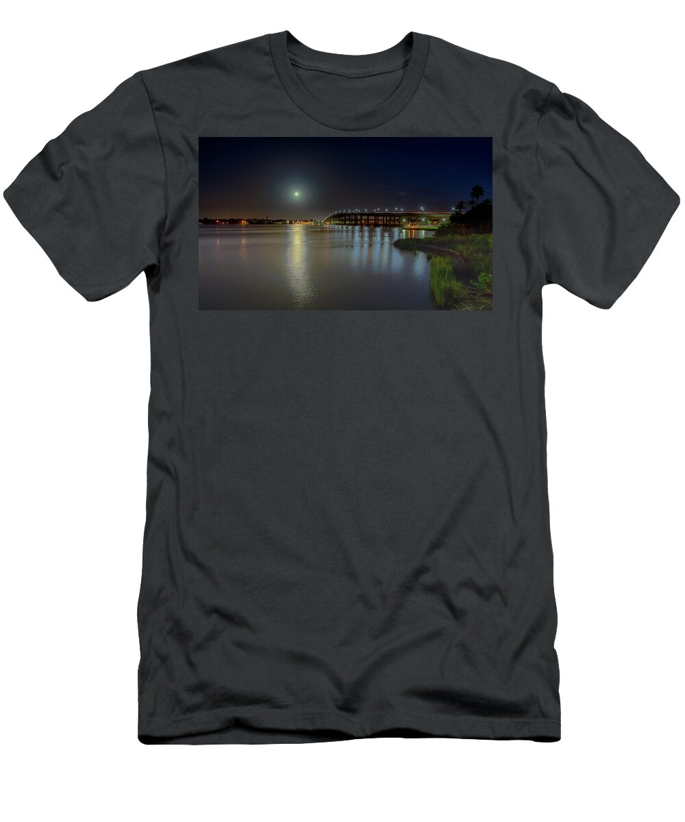 Bridge T-Shirt featuring the photograph Moonrise by Dillon Kalkhurst