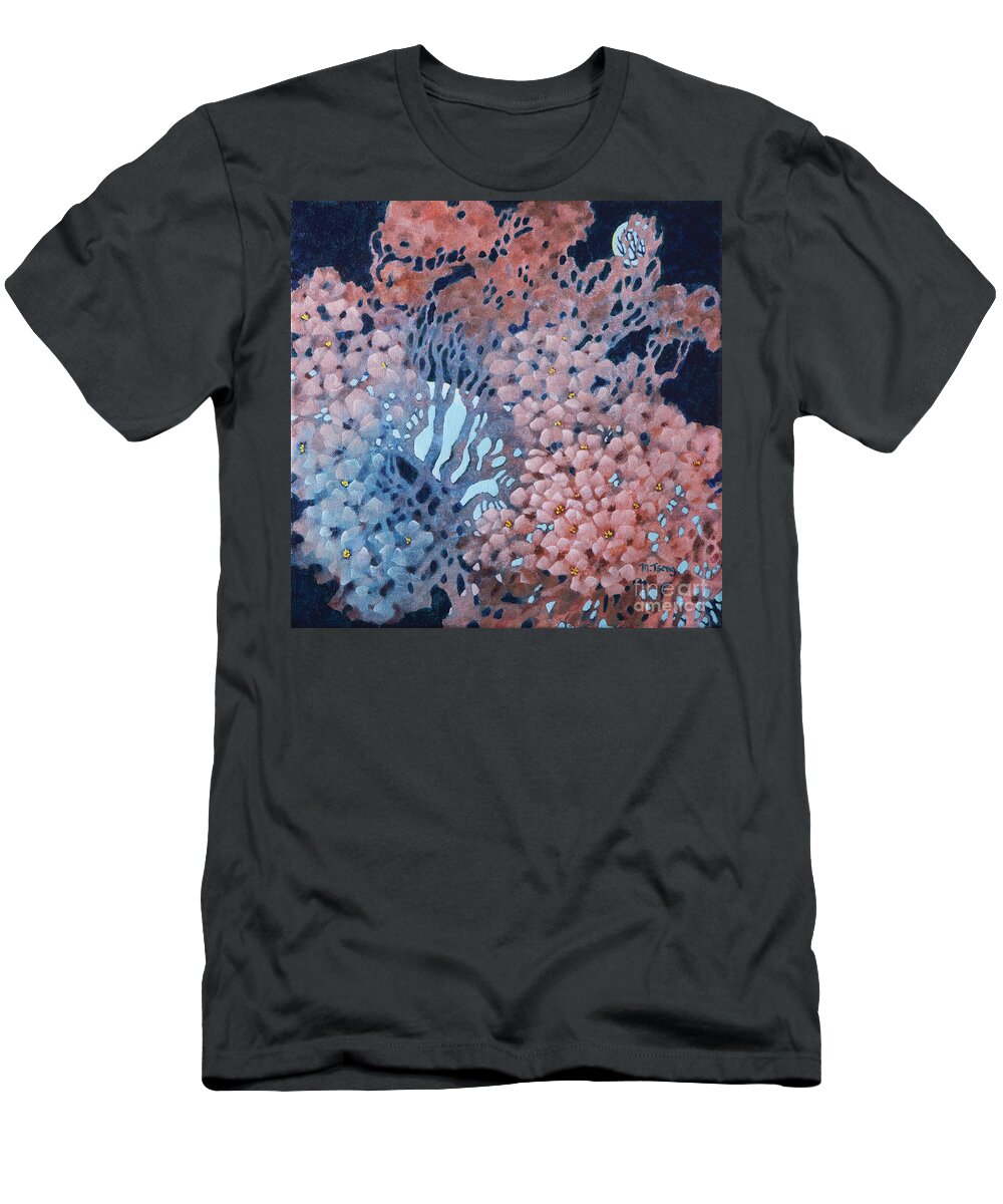 Blossoms T-Shirt featuring the painting Moonriver by Milly Tseng