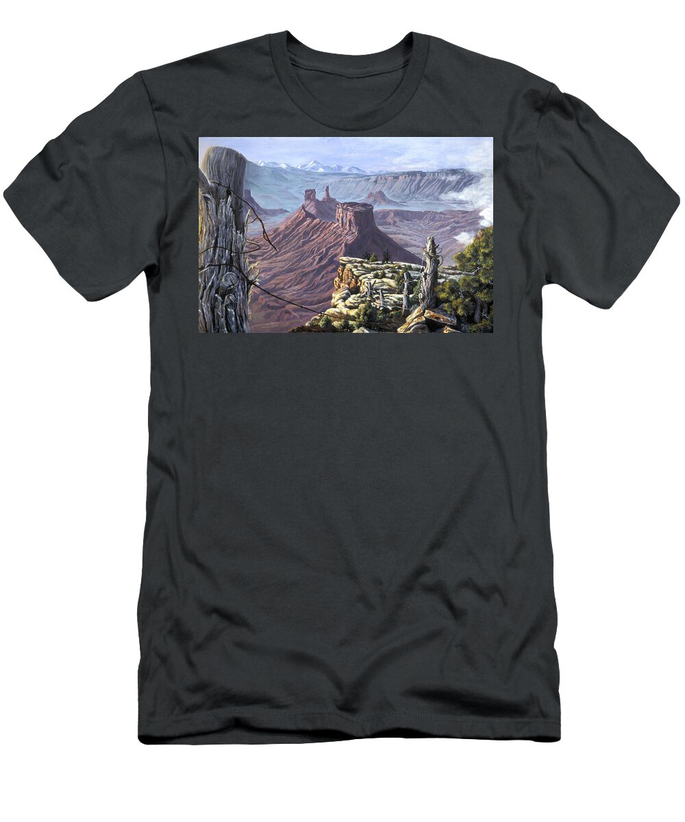 Landscape T-Shirt featuring the painting Morning Boundaries by Page Holland