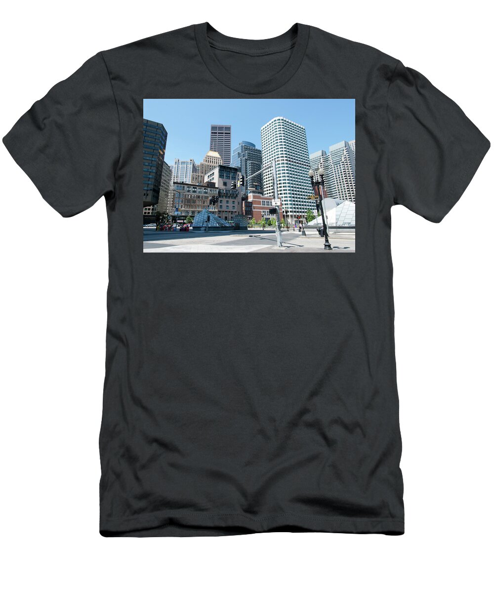 Landmark T-Shirt featuring the photograph Morning in Boston by Ramunas Bruzas