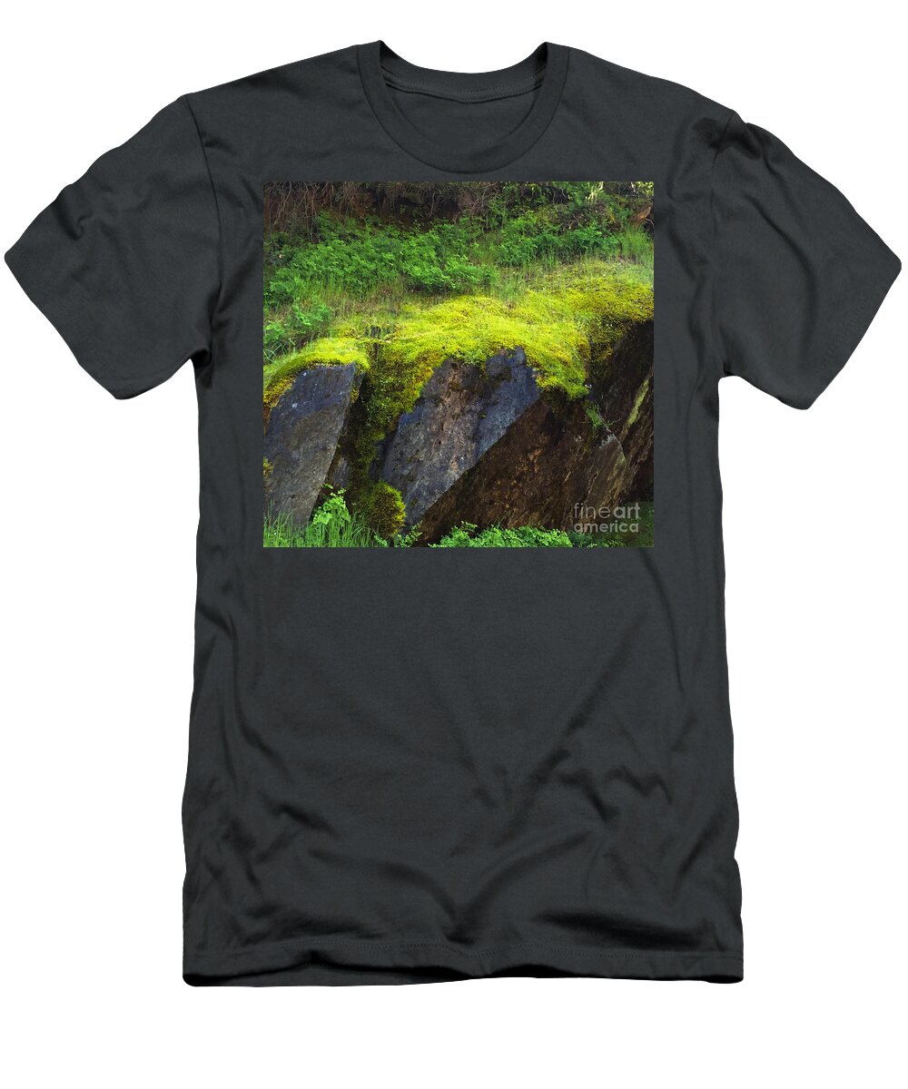 Nature T-Shirt featuring the photograph Moss on rocks by Paula Joy Welter