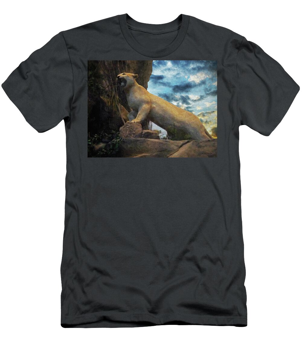 2d T-Shirt featuring the photograph Mountain Lion - Paint FX by Brian Wallace