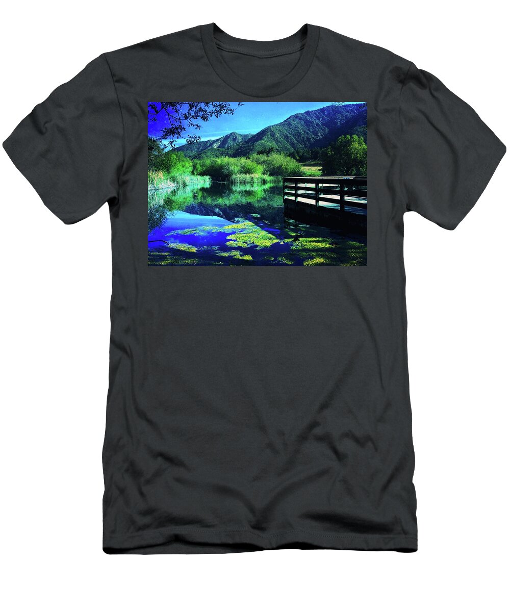 Landscape T-Shirt featuring the digital art Mountain Reflections by Kevyn Bashore