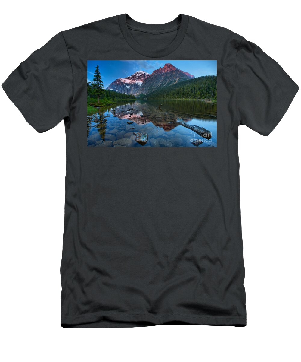 Cavell T-Shirt featuring the photograph Mt Edith Cavell Sunrise Glow by Adam Jewell