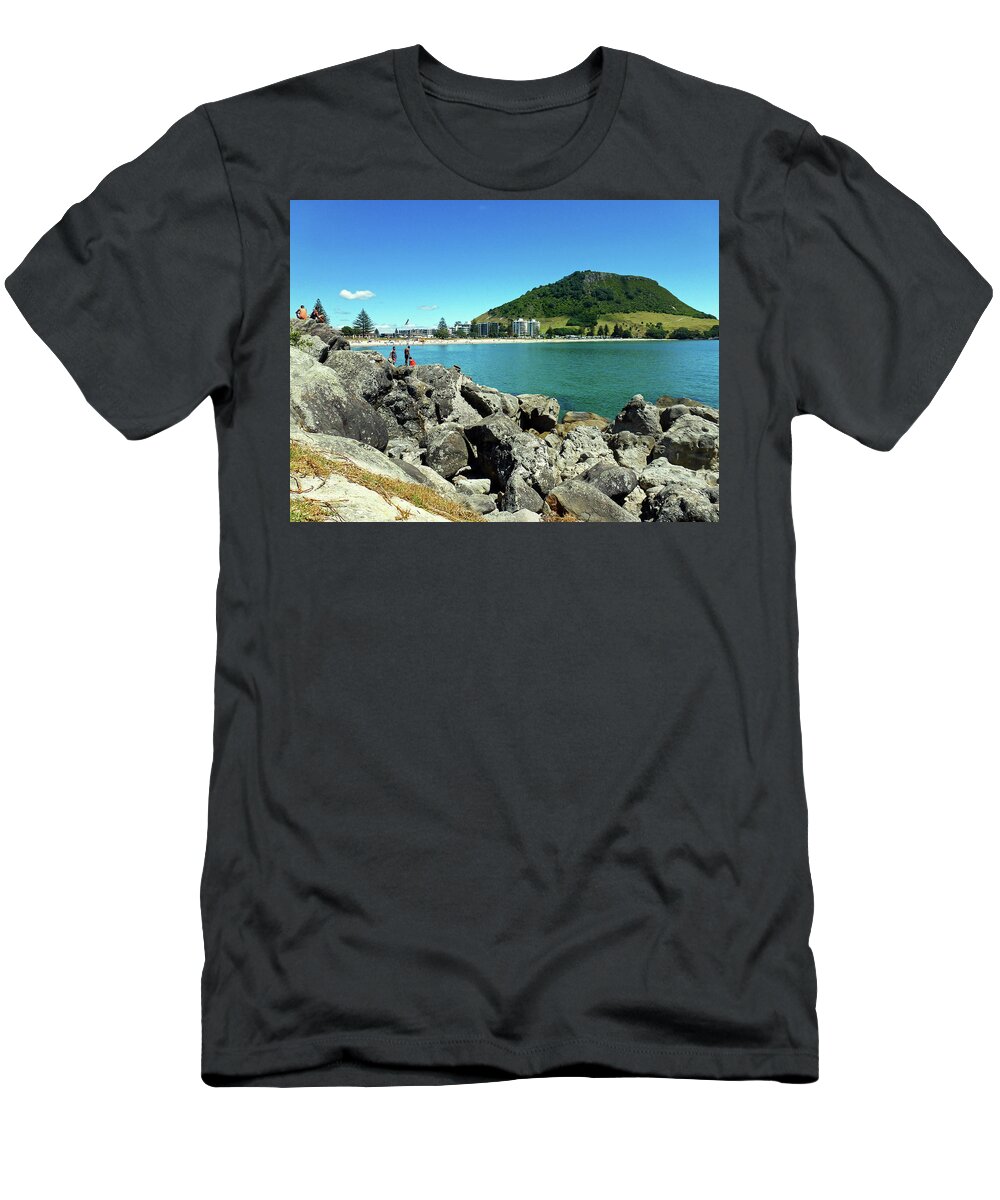 Mt Maunganui T-Shirt featuring the photograph Mt Maunganui Beach 11 - Tauranga New Zealand by Selena Boron