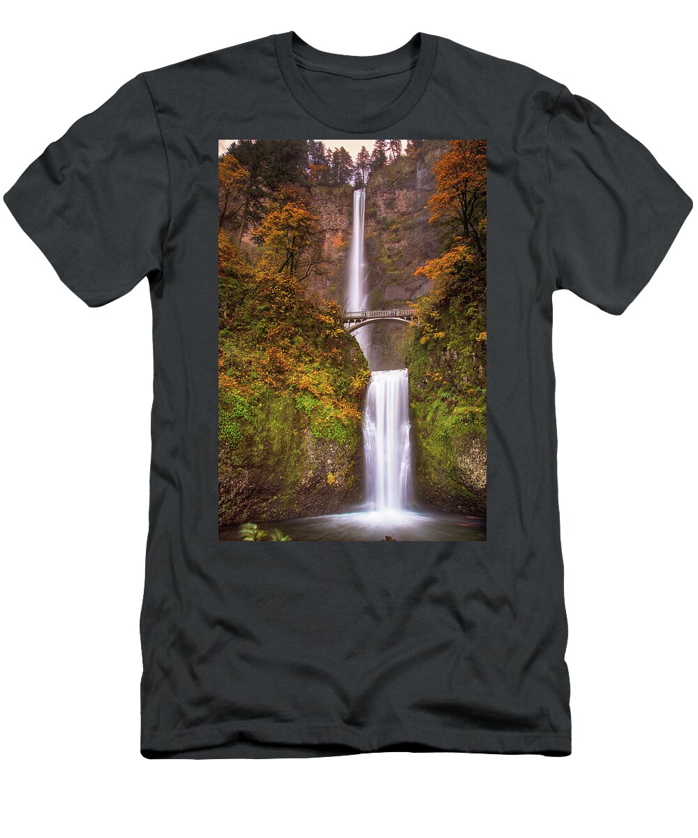 Portland T-Shirt featuring the photograph Multnomah Falls by Raf Winterpacht