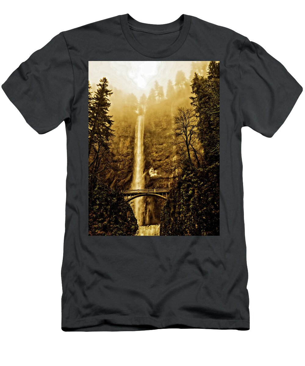 Rebecca Dru T-Shirt featuring the photograph Multnomah Falls by Rebecca Dru