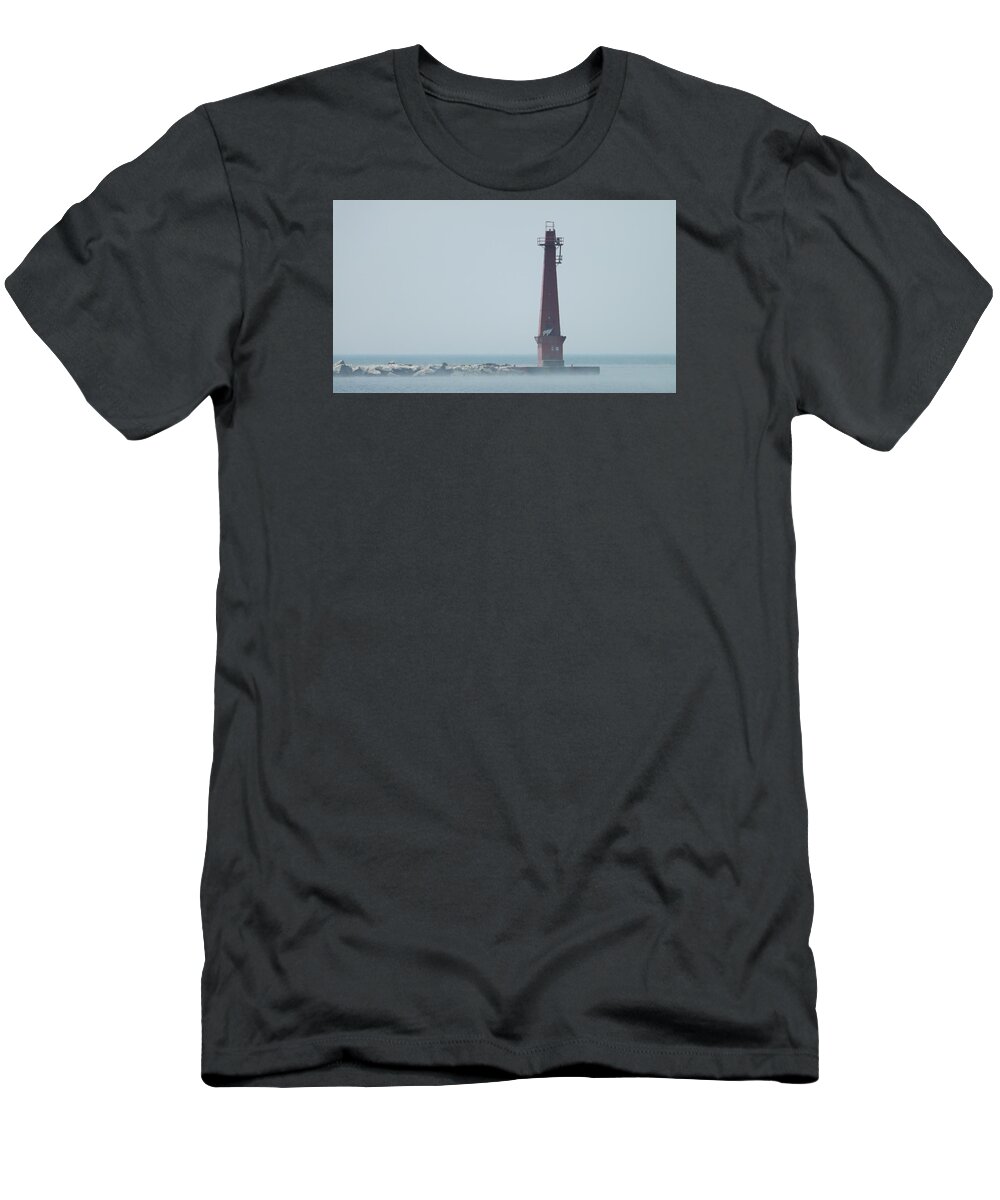 Muskegon T-Shirt featuring the photograph Muskegon South Pierhead by Dennis Pintoski