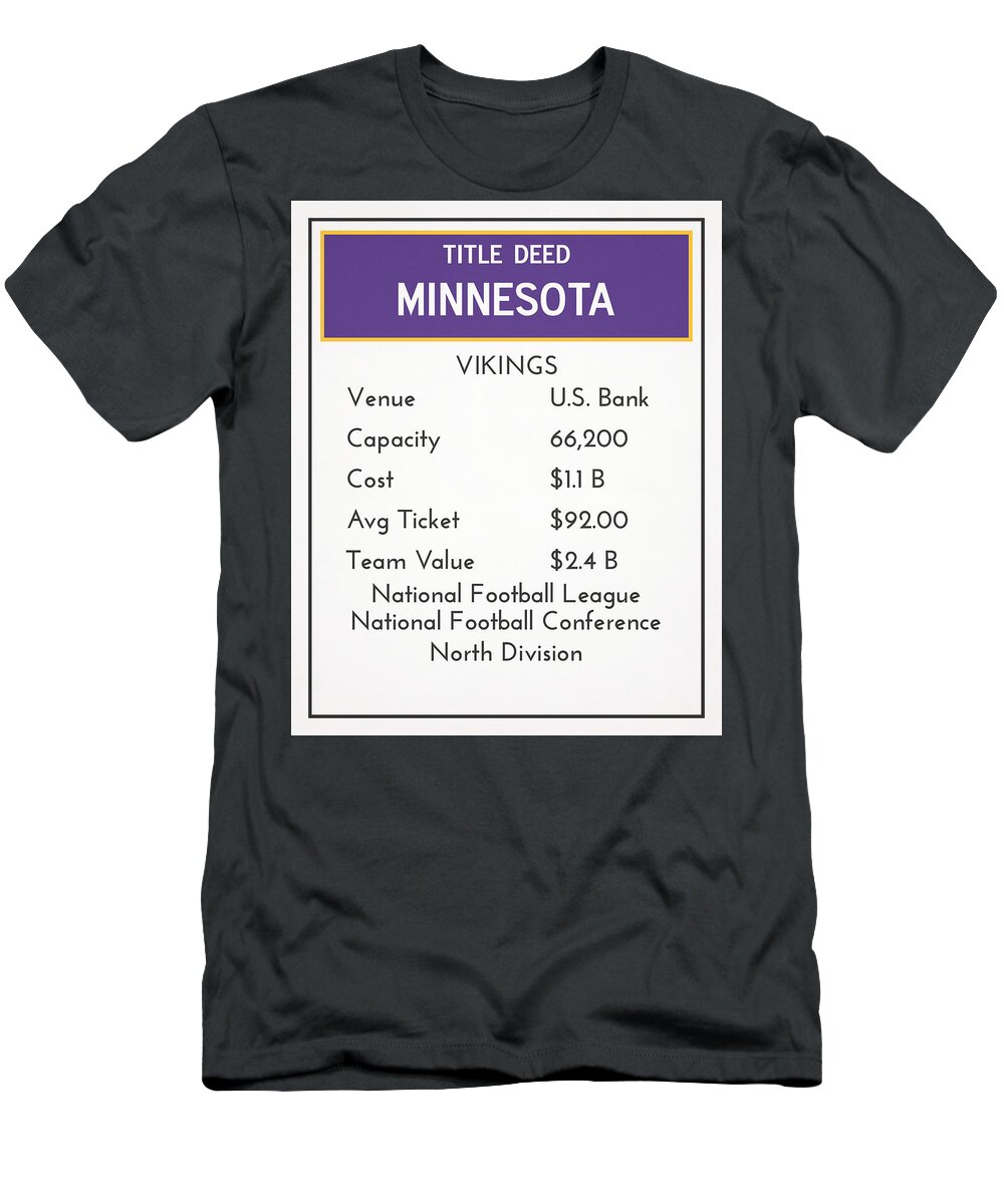 My Nfl Minnesota Vikings Monopoly Card T-Shirt by Joe Hamilton - Pixels