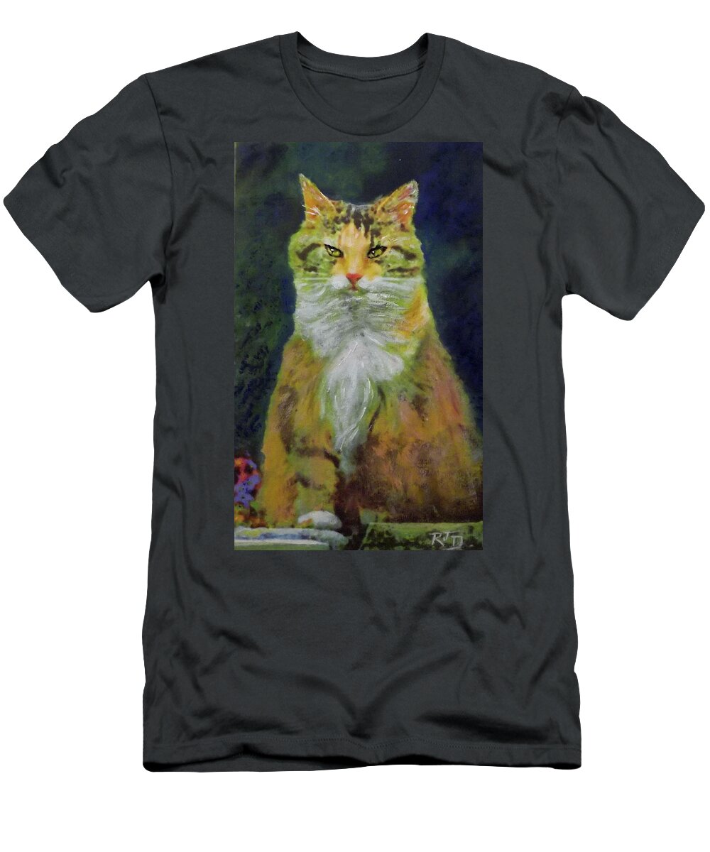  Cat T-Shirt featuring the painting Mysterious Cat by Richard James Digance