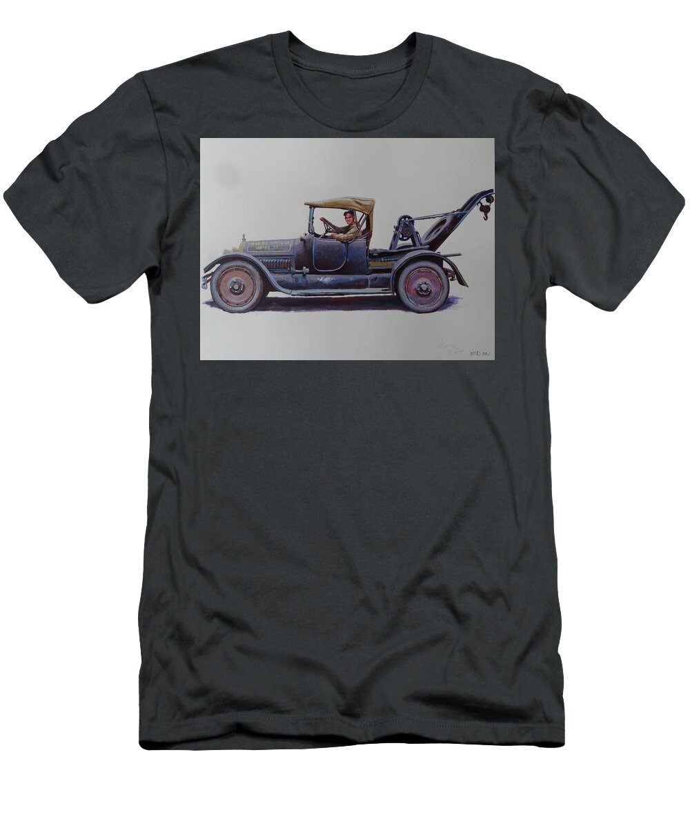 Wrecker T-Shirt featuring the painting Mystery wrecker 1930. by Mike Jeffries