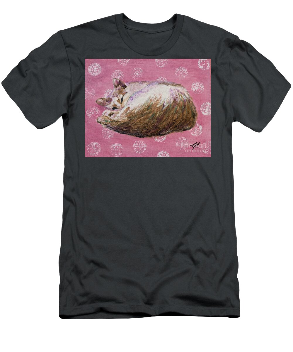 Cat T-Shirt featuring the painting Namaste I by Jackie MacNair