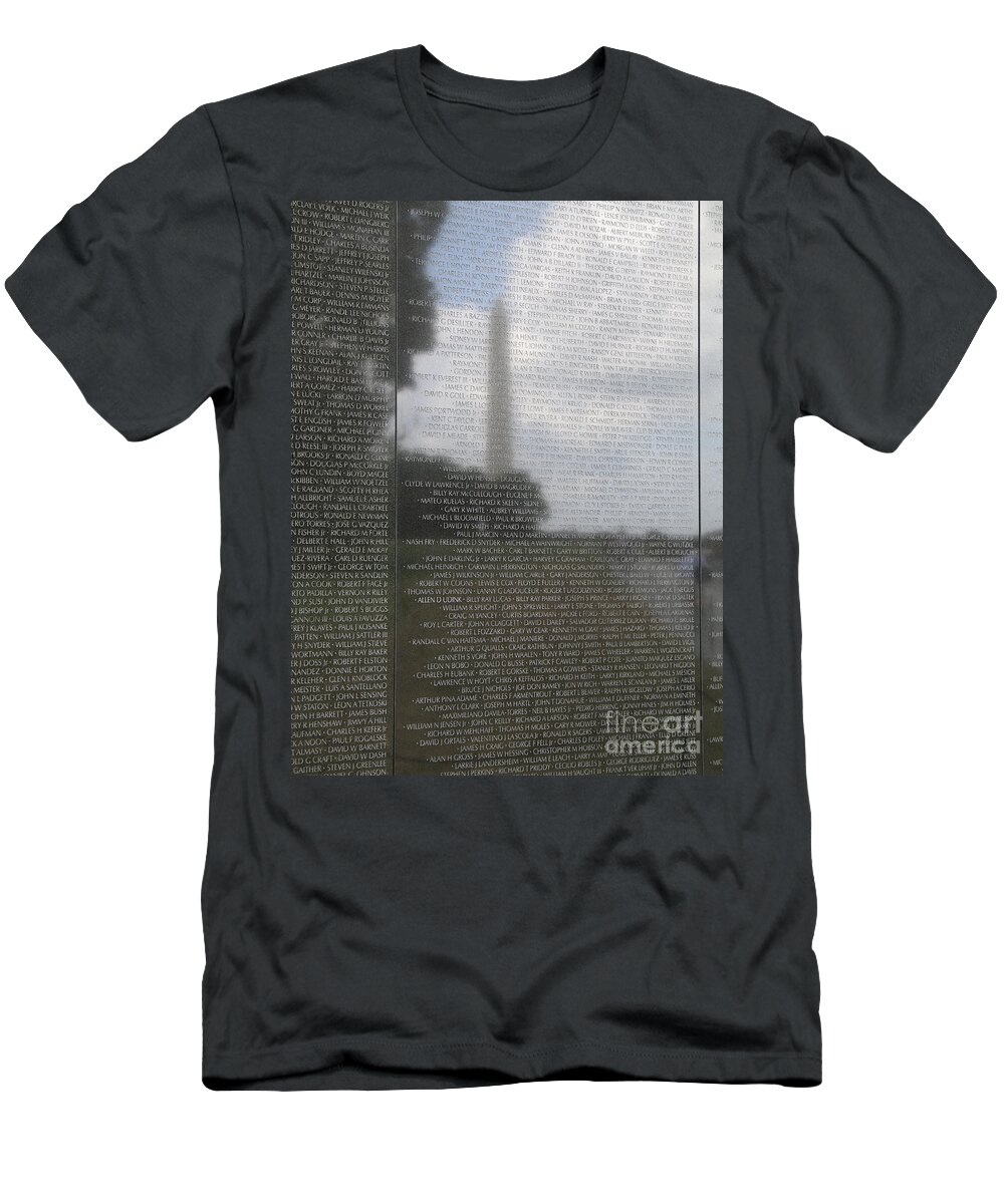 The Wall T-Shirt featuring the photograph Names on The Wall at the Vietnam Veterans Memorial in Washington DC by William Kuta