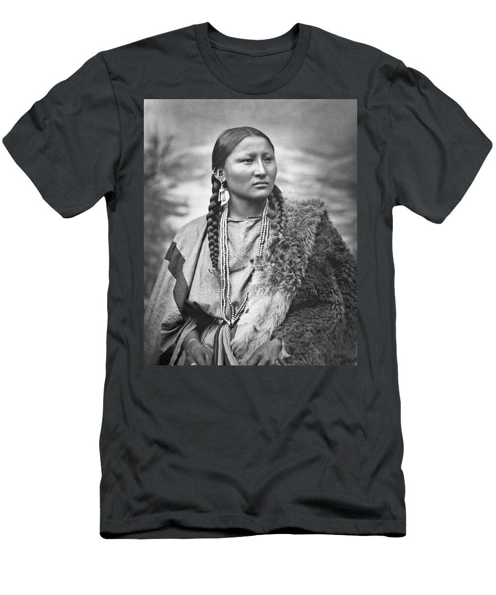 Native American Woman War Chief Pretty Nose T-Shirt featuring the painting Native American woman war chief Pretty Nose by MotionAge Designs