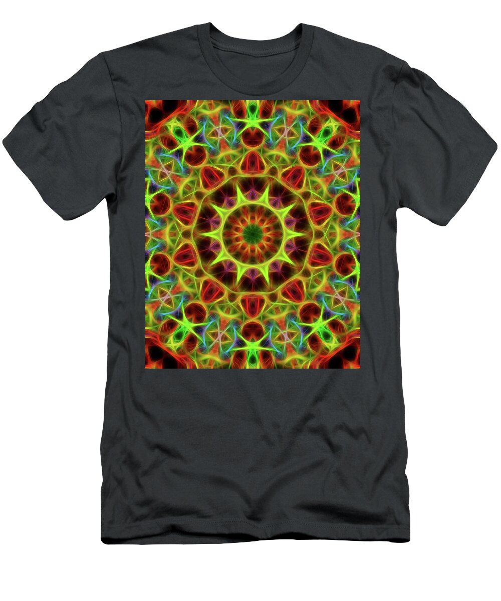 Mandala Art T-Shirt featuring the painting Neon by Jeelan Clark