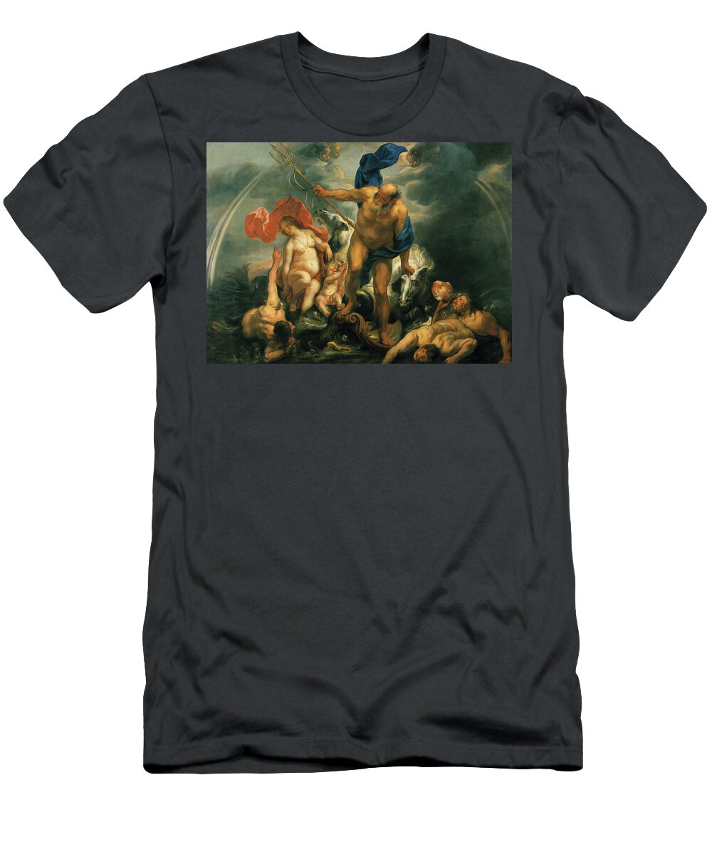 Flemish Art T-Shirt featuring the painting Neptune and Amphitrite in the Storm by Jacob Jordaens