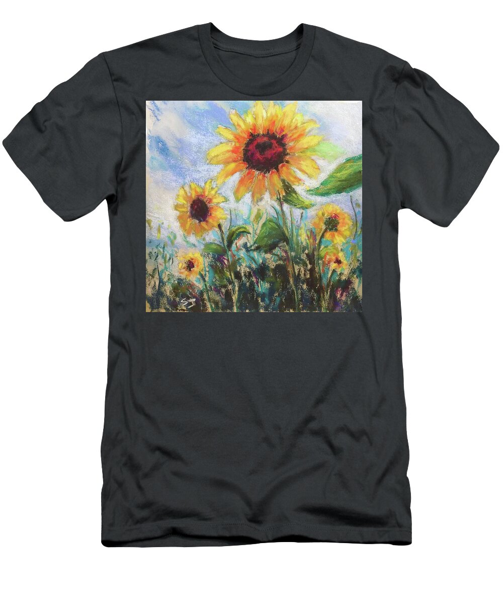 Sunflower T-Shirt featuring the painting New Beginnings by Susan Jenkins
