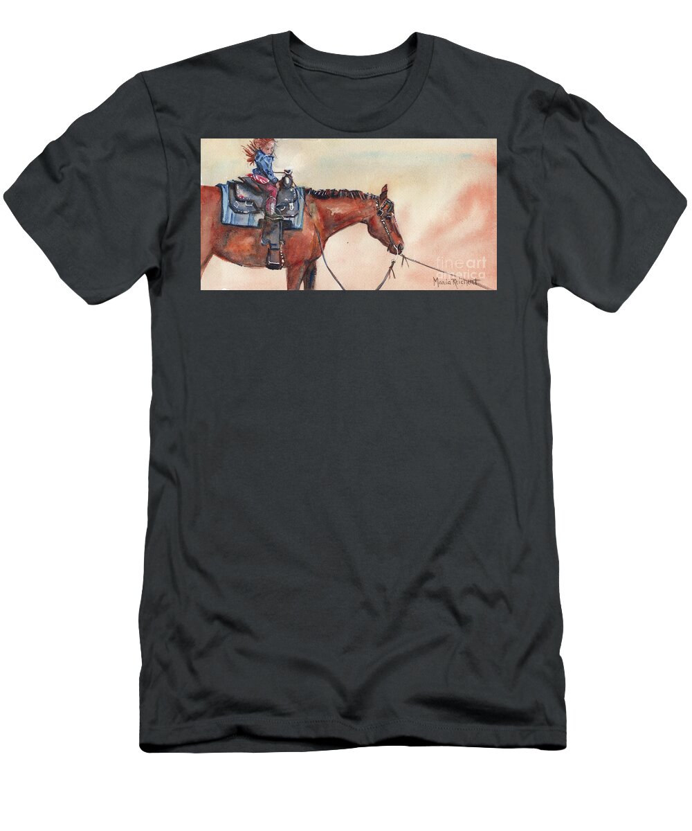 Horse T-Shirt featuring the painting New Boots by Maria Reichert