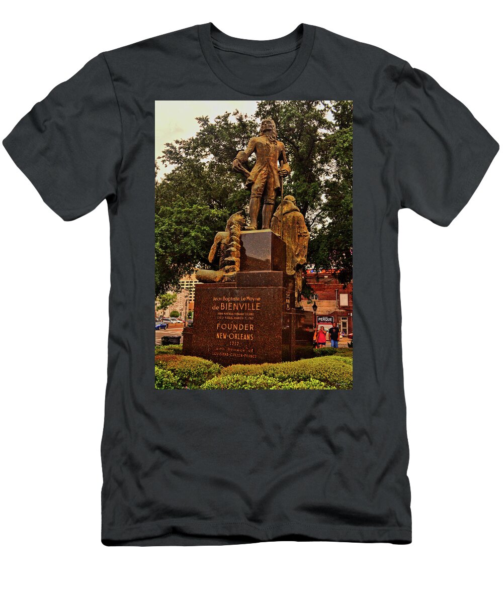 Statue T-Shirt featuring the photograph New Orleans Founder Statue 002 by George Bostian