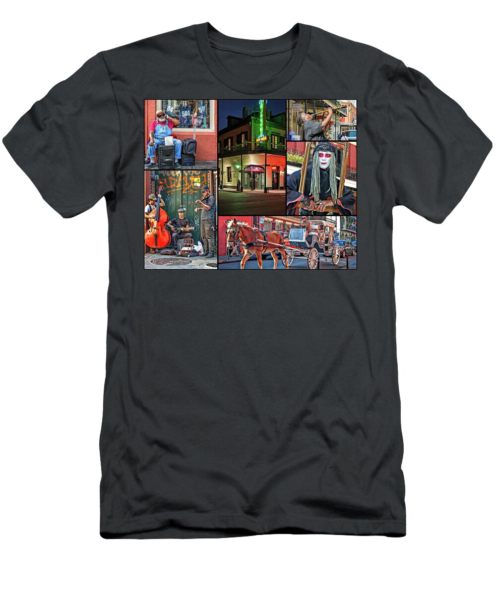New Orleans T-Shirt featuring the photograph New Orleans French Quarter Collage 2 by Steve Harrington