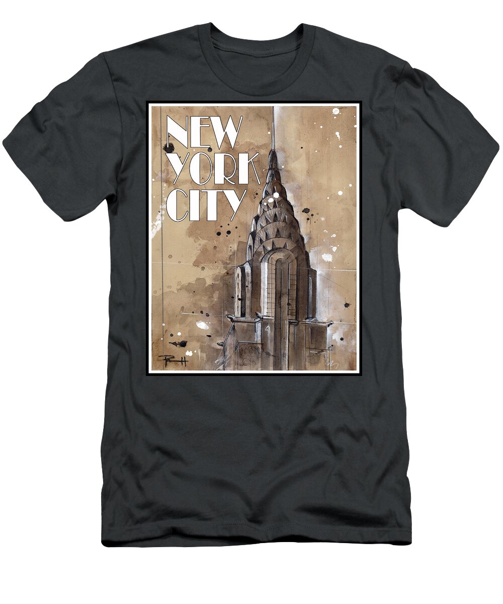 Chrysler Building T-Shirt featuring the painting New York City by Sean Parnell