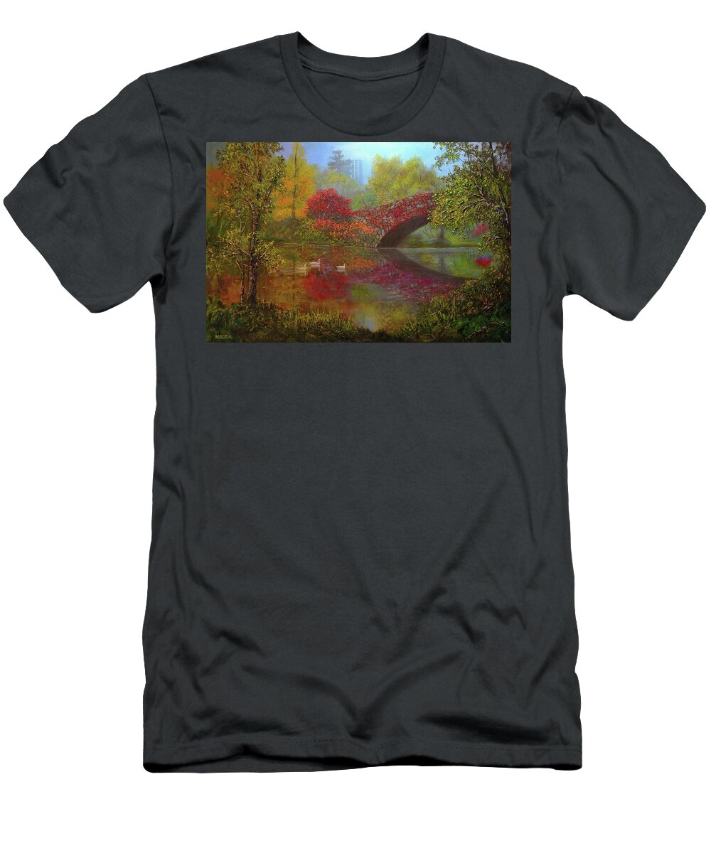 Landscape T-Shirt featuring the painting New York in fall by Michael Mrozik