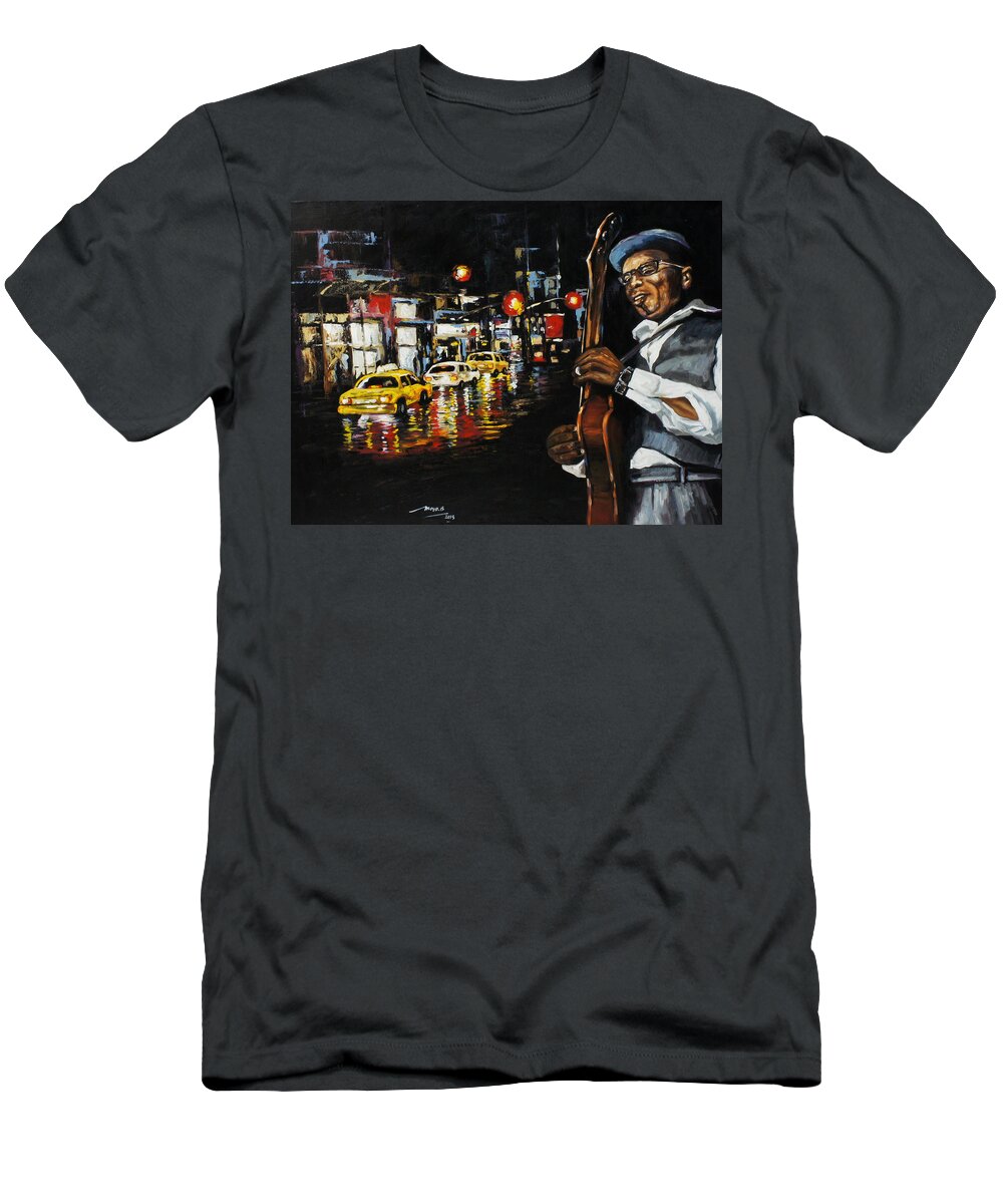 Bmo T-Shirt featuring the painting New York Streets by Berthold Moyo