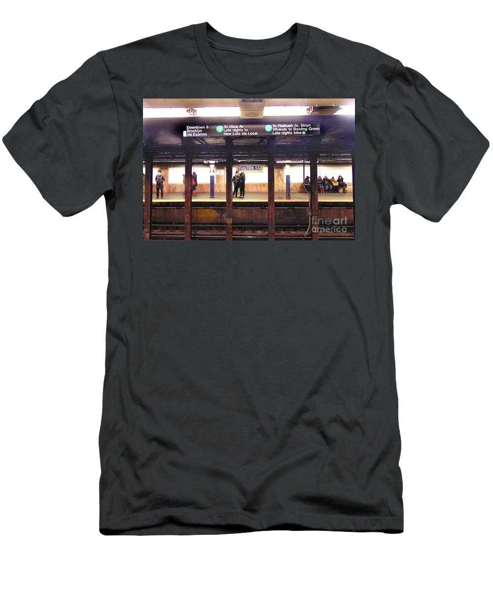  T-Shirt featuring the digital art New York Subway by Darcy Dietrich