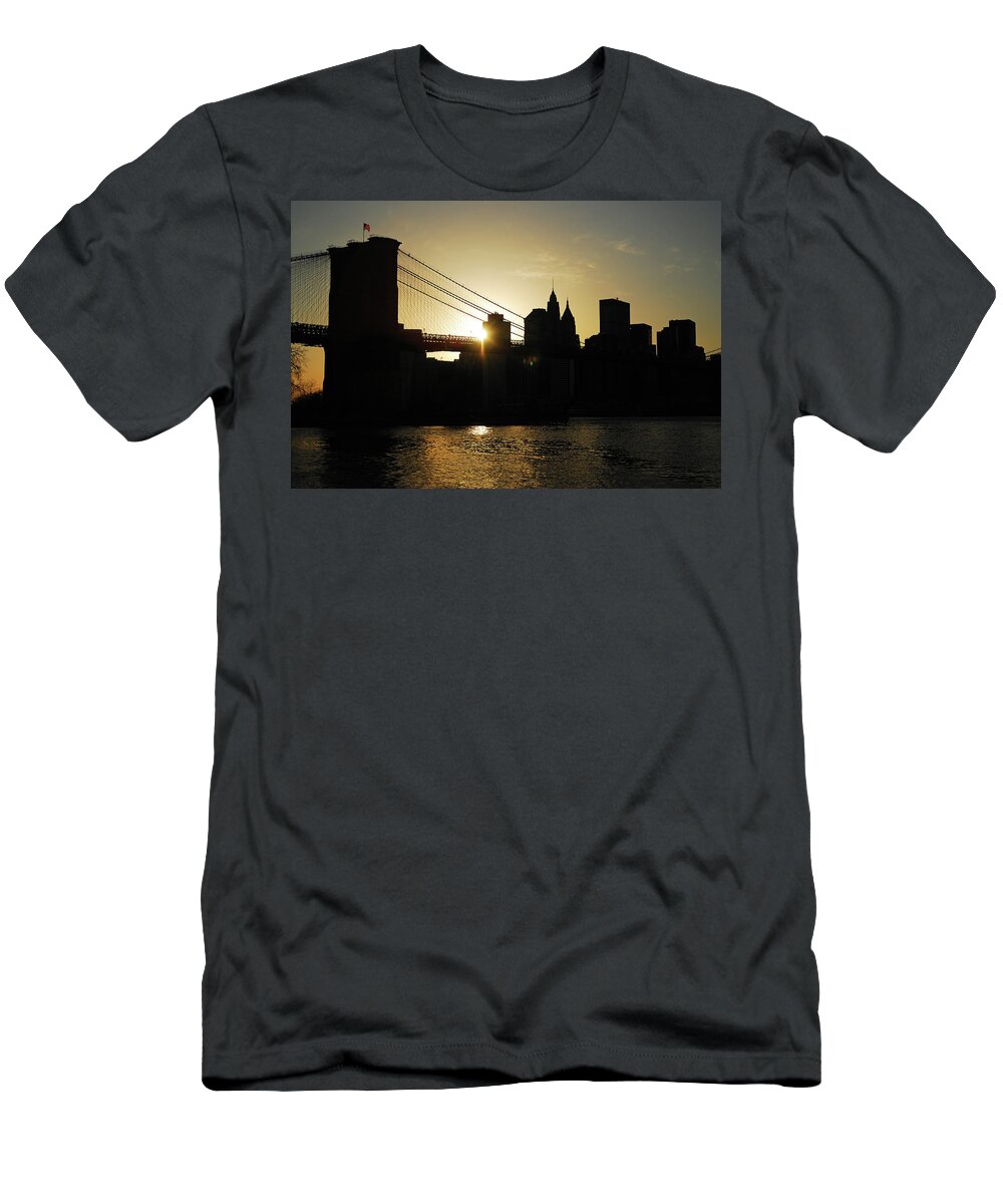 New T-Shirt featuring the photograph New York Sunset by James Kirkikis