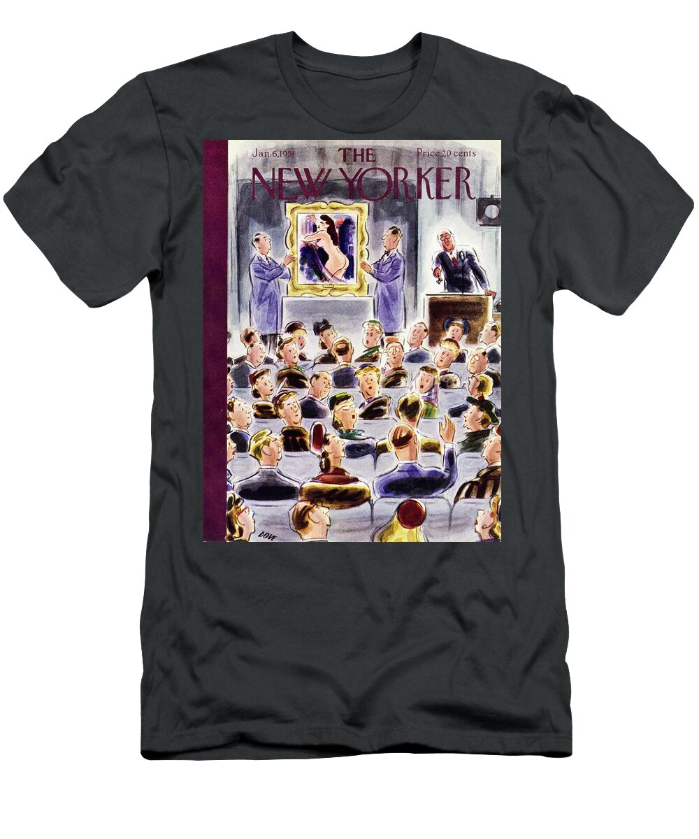 Auction T-Shirt featuring the painting New Yorker January 6 1951 by Leonard Dove