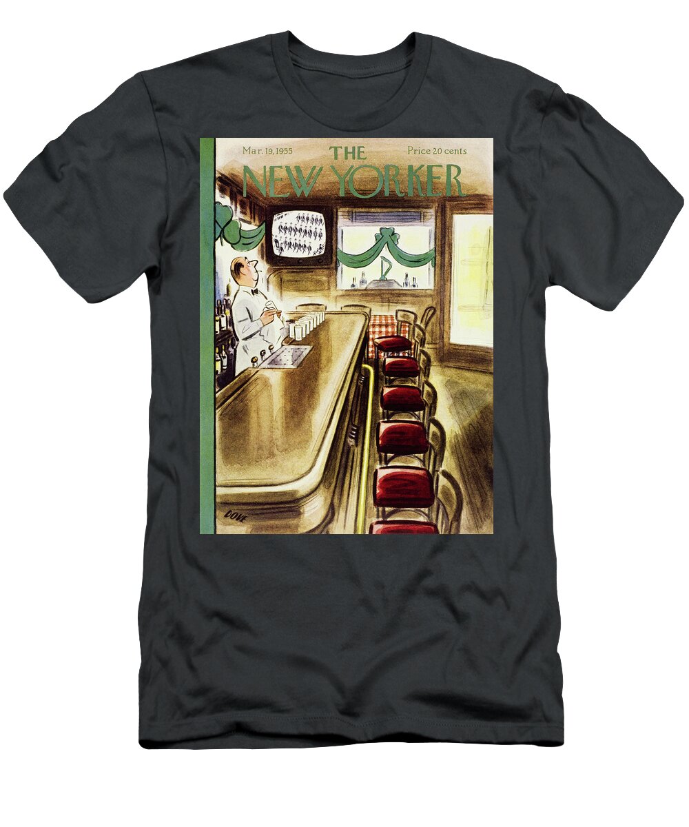 Bartender T-Shirt featuring the painting New Yorker March 19, 1955 by Leonard Dove