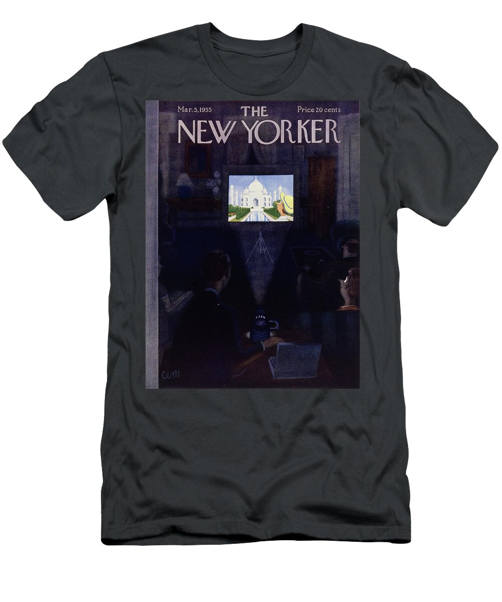 Couple T-Shirt featuring the painting New Yorker March 5, 1955 by Charles E Martin
