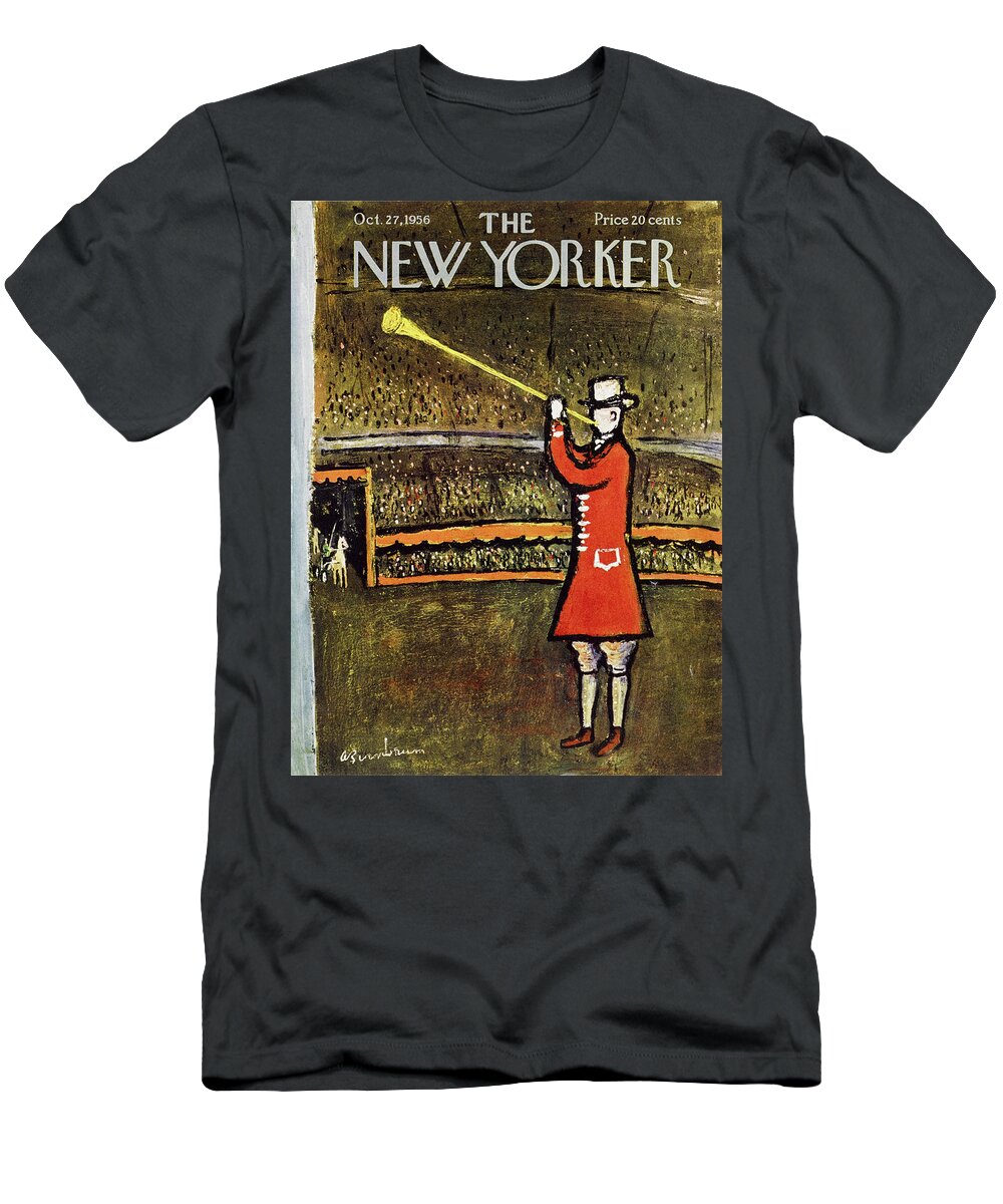 Horn T-Shirt featuring the painting New Yorker October 27 1956 by Abe Birnbaum