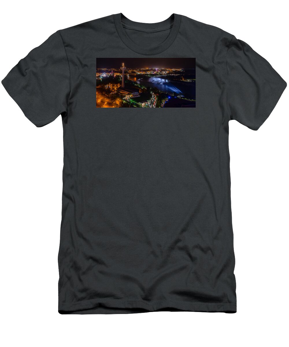 2:1 T-Shirt featuring the photograph Niagara Falls at Night #3 by Mark Rogers