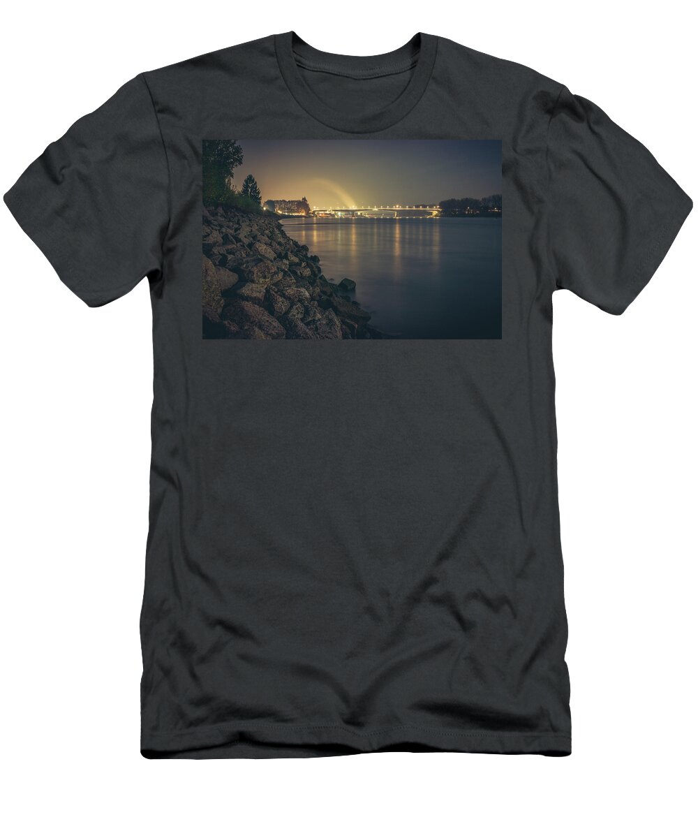 Worms T-Shirt featuring the photograph Nibelungenbruecke at Night by Marc Braner
