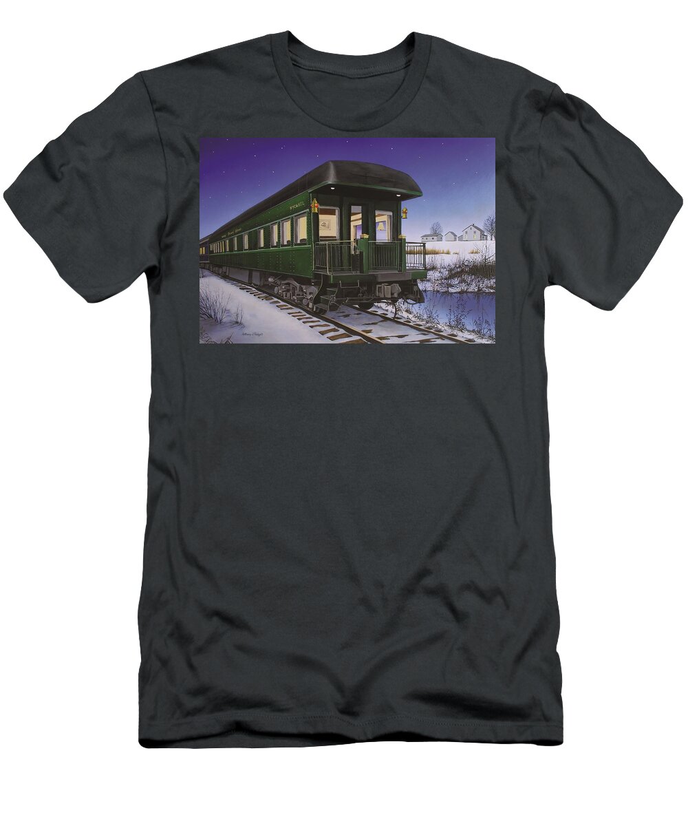 Train T-Shirt featuring the painting Nickel Plate 1 by Anthony J Padgett