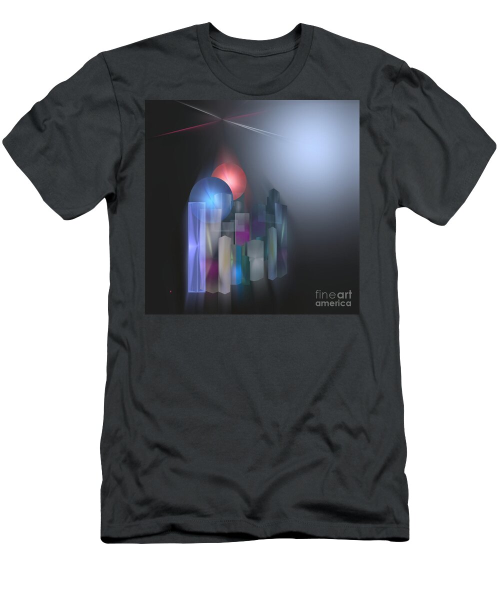 Abstract T-Shirt featuring the digital art Night In The City by John Krakora