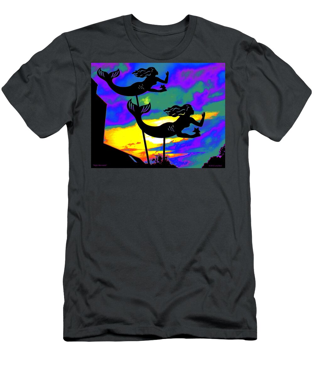 Mermaid T-Shirt featuring the digital art Night Mermaids by Larry Beat