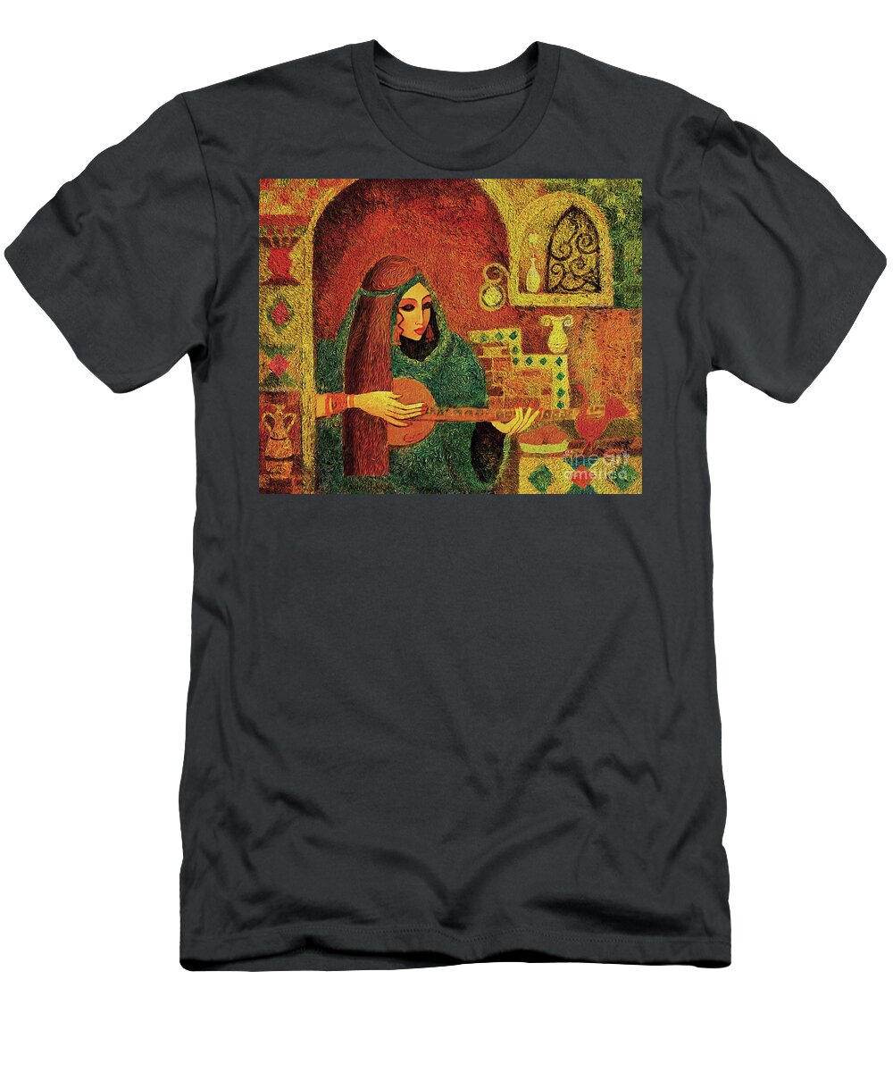 Music Woman T-Shirt featuring the painting Night Music III by Eva Campbell