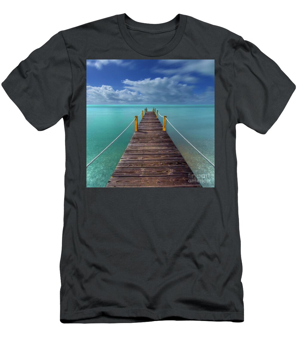Pier T-Shirt featuring the photograph Night Pier by Marco Crupi
