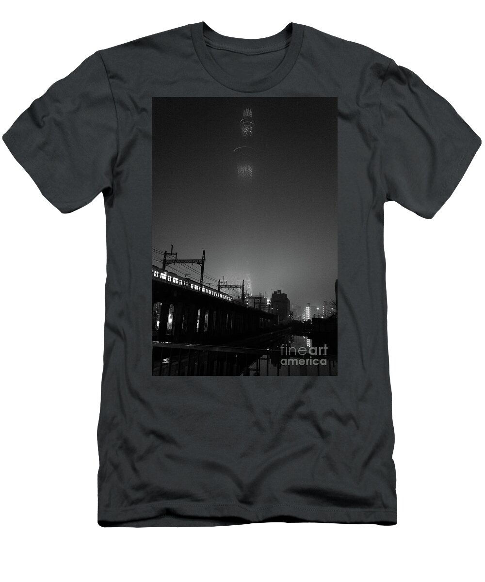  Black T-Shirt featuring the photograph Night Skytree, Asakusa Tokyo, Japan by Perry Rodriguez