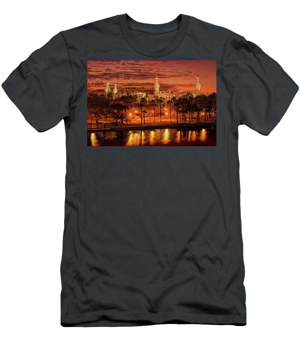 Architecture T-Shirt featuring the photograph Nightfall in Tampa by John M Bailey